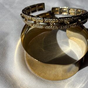 Gold-Tone Cuff Bracelets with Hallmarks